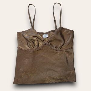 Brown Satin Babydoll Cami Tank Top NoBo Size Medium Coquette Fairycore